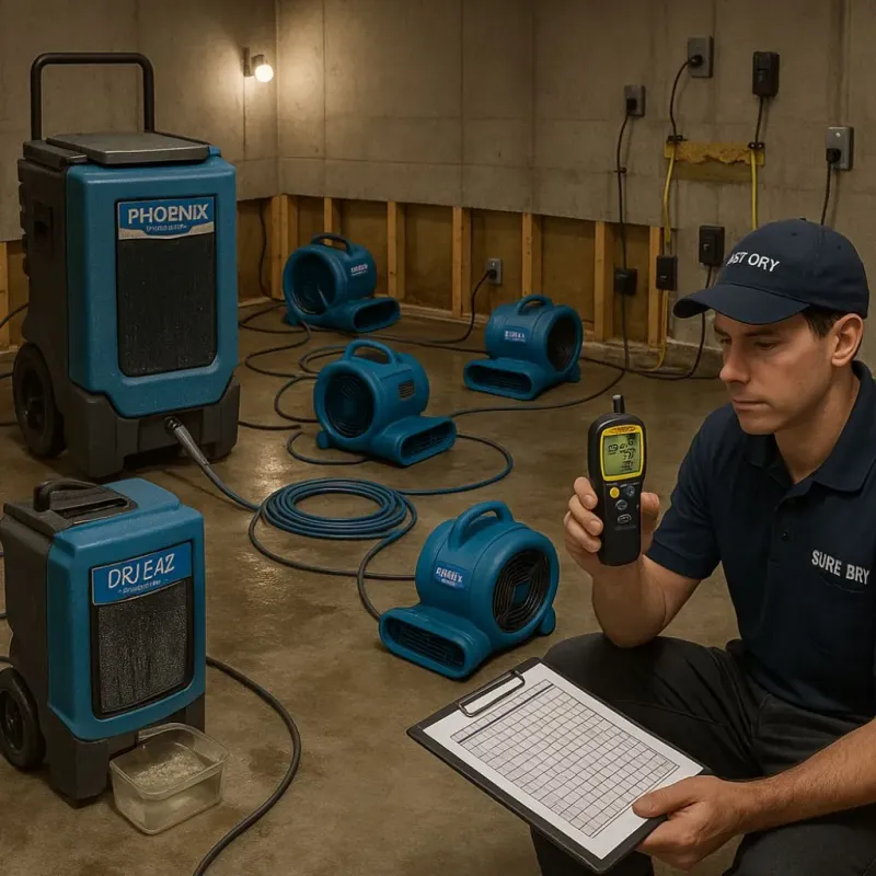 Structural Drying and Dehumidification process in Darmstadt, IN